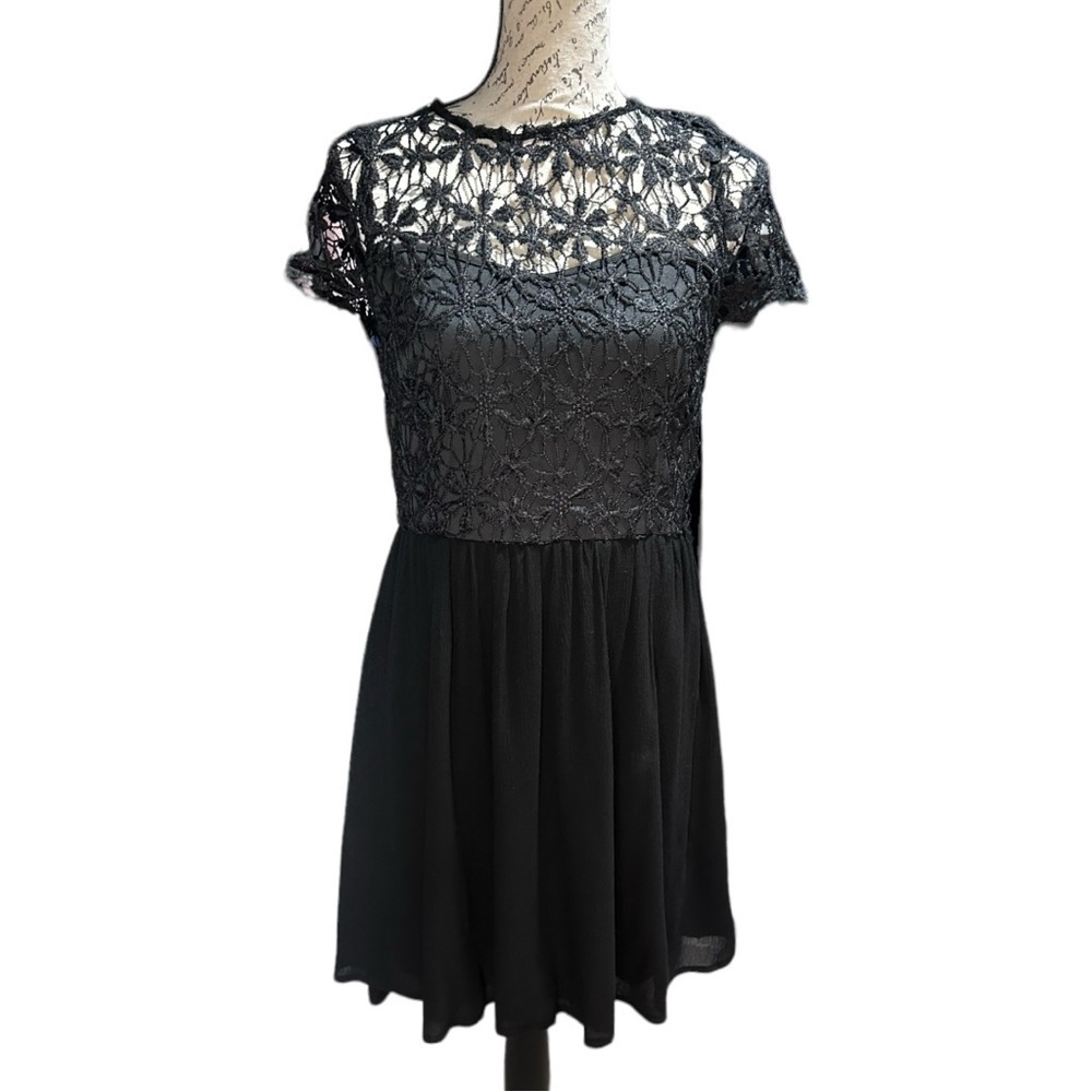 Black Lace A-line Mini Dress Size Medium